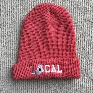 Maine Local Waffle knit Acrylic pink Beanie Hat Cap Knit